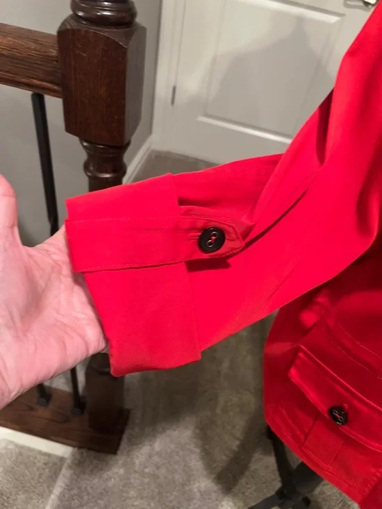 Ruby Rd. Vibrant Red Button-Front Utility Jacket - Picture 8 of 10